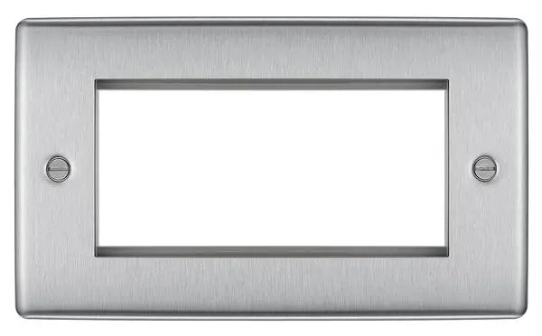 BG Nexus Metal 4 Gang Euro Module Front Plate in Brushed Steel - NBSEMR4-01 BG (British General)
