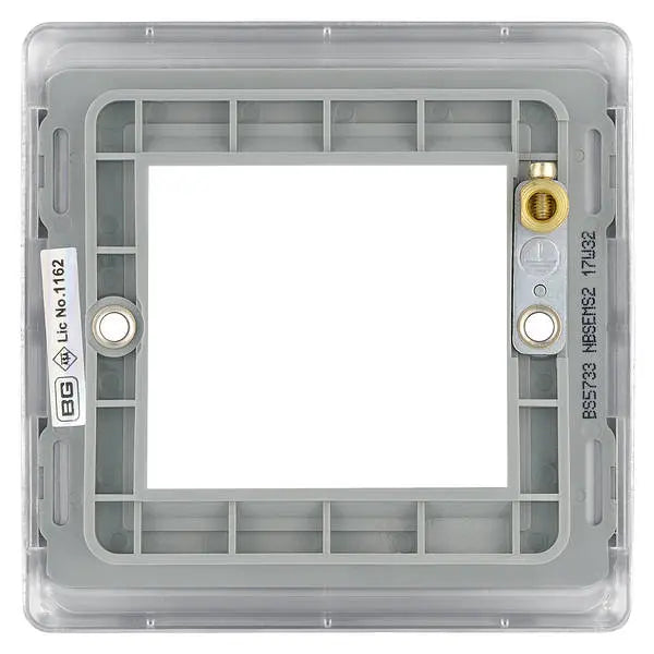 BG Nexus Metal 2 Gang Euro Module Front Plate in Brushed Steel - NBSEMS2-01 BG (British General)