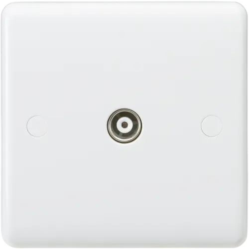 ML Curved Edge Coax TV Outlet (non-isolated) in White CU0100 ML Knightsbridge