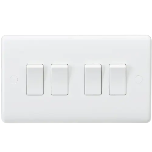 ML Curved Edge 10AX 4 Gang 2-Way Switch in White CU4100 ML Knightsbridge