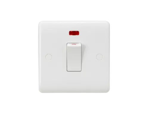 ML Curved Edge 45A 1 Gang Double Pole Switch with Neon in White CU8331NW ML Knightsbridge