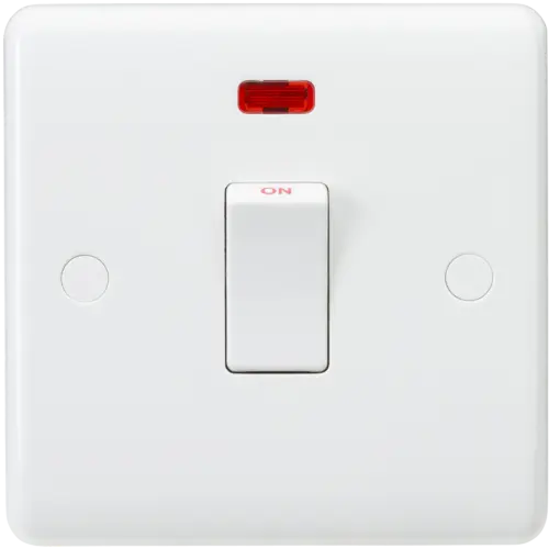 ML Curved Edge 20A Double Pole Switch with Neon in White CU8341N ML Knightsbridge