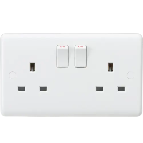 ML Curved Edge Double Socket 13A 2 Gang in White CU9000 ML Knightsbridge
