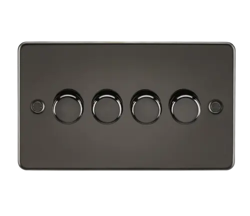 ML Flat Plate 4 Gang  2 Way 10-200W (5-150W LED) Trailing Edge Dimmer - Gunmetal ML Knightsbridge