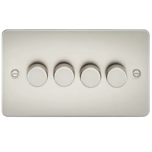 ML Flat Plate 4 Gang  2 Way 10-200W (5-150W LED) Trailing Edge Dimmer - Pearl ML Knightsbridge