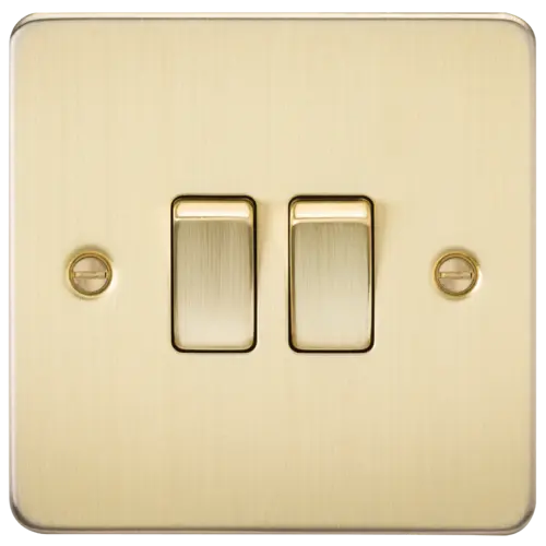 ML Flat Plate 10AX 2 Gang  2-way switch - Brushed Brass ML Knightsbridge