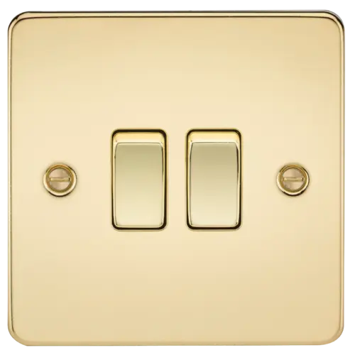 ML Flat Plate 10AX 2 Gang  2-way switch - Polished Brass ML Knightsbridge