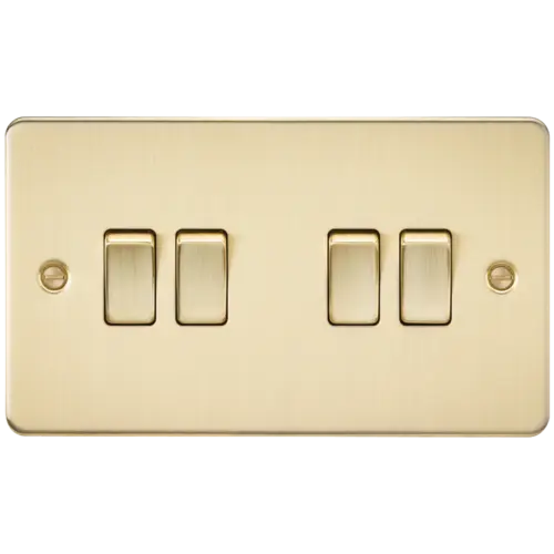 ML Flat Plate 10AX 4 Gang  2-way switch - Brushed Brass ML Knightsbridge