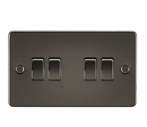 ML Flat Plate 10AX 4 Gang  2-way switch - Gunmetal ML Knightsbridge