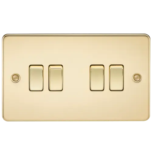 ML Flat Plate 10AX 4 Gang  2-way switch - Polished Brass ML Knightsbridge