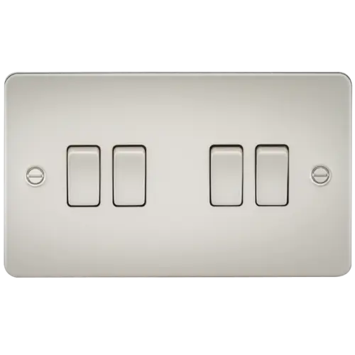 ML Flat Plate 10AX 4 Gang  2-way switch - Pearl ML Knightsbridge