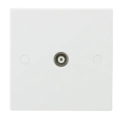 ML Square Edge Coax TV Outlet (non-isolated) in White ML Knightsbridge