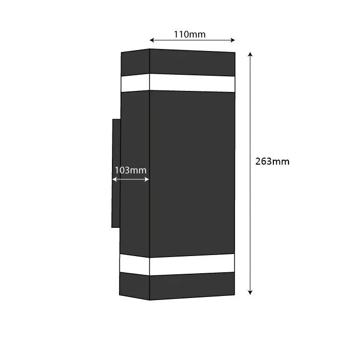 Auraglow Outdoor Double Up & Down Wall Light - CHILTON - Black Auraglow