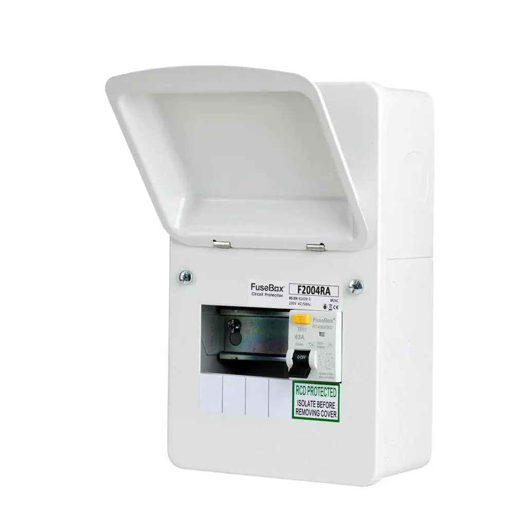 FuseBox 4 Way Garage Consumer Unit with 63A RCD FuseBox