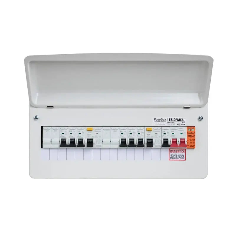 Fusebox 10 Way Dual RCD inc SPD & 6x MCB FuseBox
