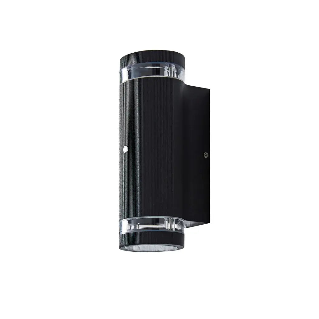 Zinc Helix Up Down Wall Light with Photocell in Black Zinc
