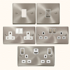 Click Deco Satin Chrome Switch and Sockets - White Insert