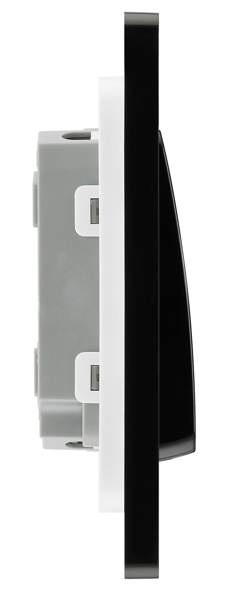 BG Evolve Matt Black Screwless Double Light Switch (Wide) PCDMB42WB
