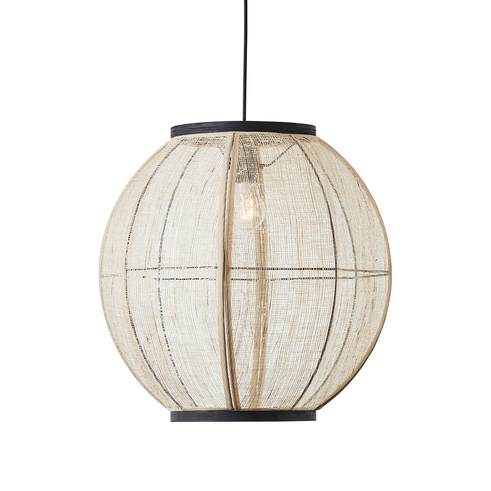 Zaire Large Pendant in Natural Linen, Dark Plywood & Matt Black - 101688