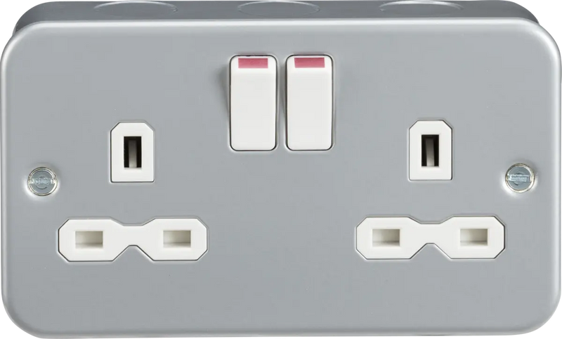 Socket Duble ML Knightsbridge MR9000 Metal Clad Double Socket 13A 2 Gang Double Pole ...