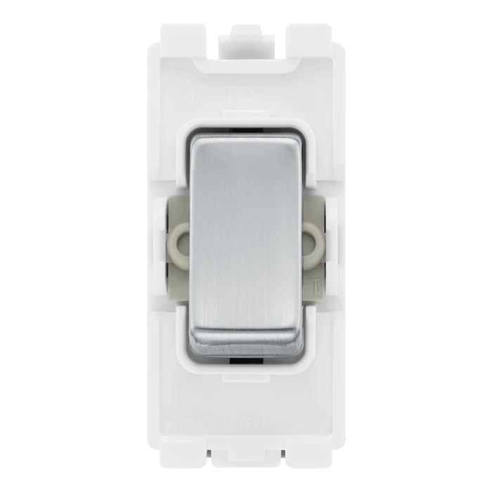 BG RBS12 Brushed Steel 2 Way Single Pole Light Switch 20 Amp Grid Switch