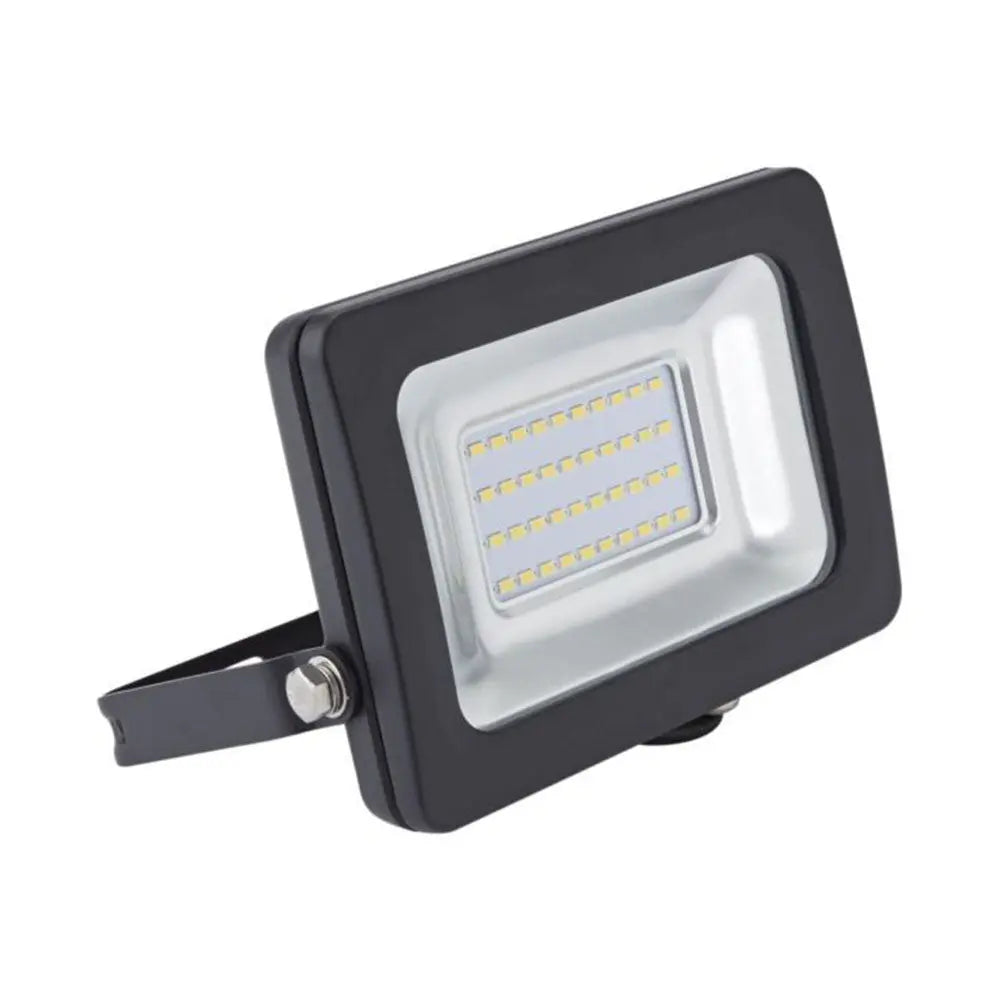 Black LED flood light on a white background