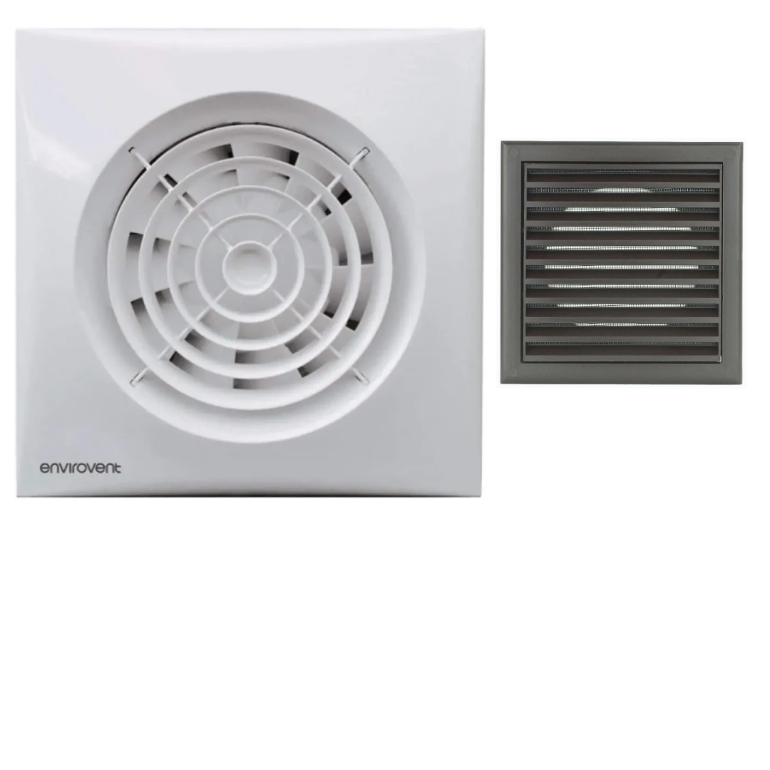 Envirovent SIL100T Extractor Fan Complete Kit - Fan, Grille & Ducting - Timer