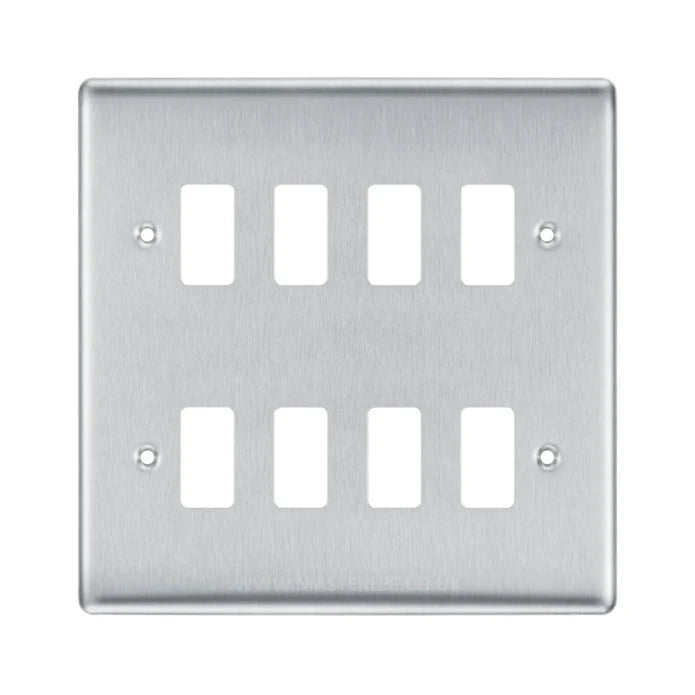 BG RNBS8 Brushed Steel 8 Gang Front Cover Plate