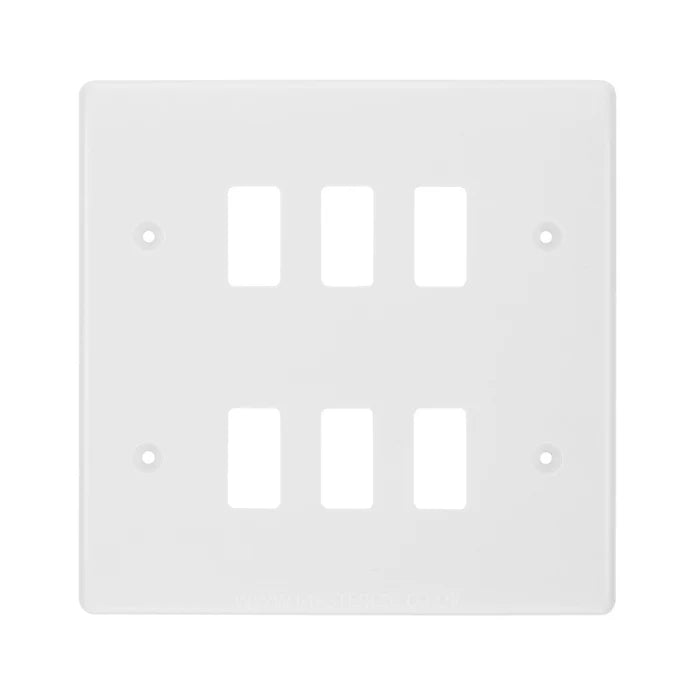 BG R86 White 6 Gang Front Cover Plate