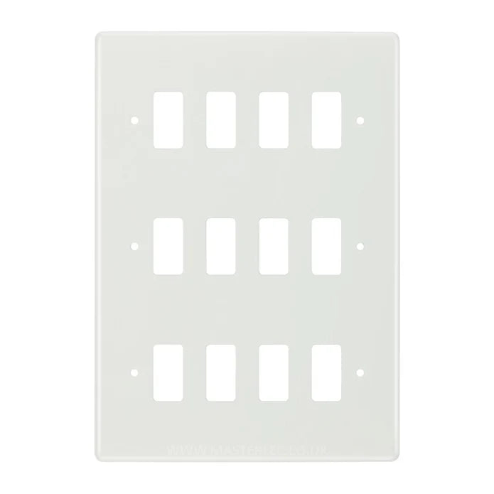 BG R812 White 12 Gang Front Cover Plate