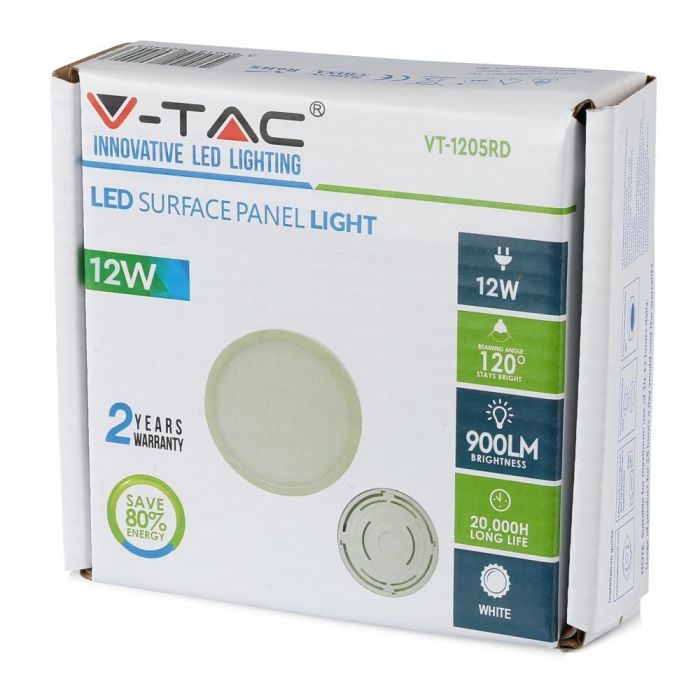 VT-1207 12W LED PREMIUM PANEL 6400K ROUND