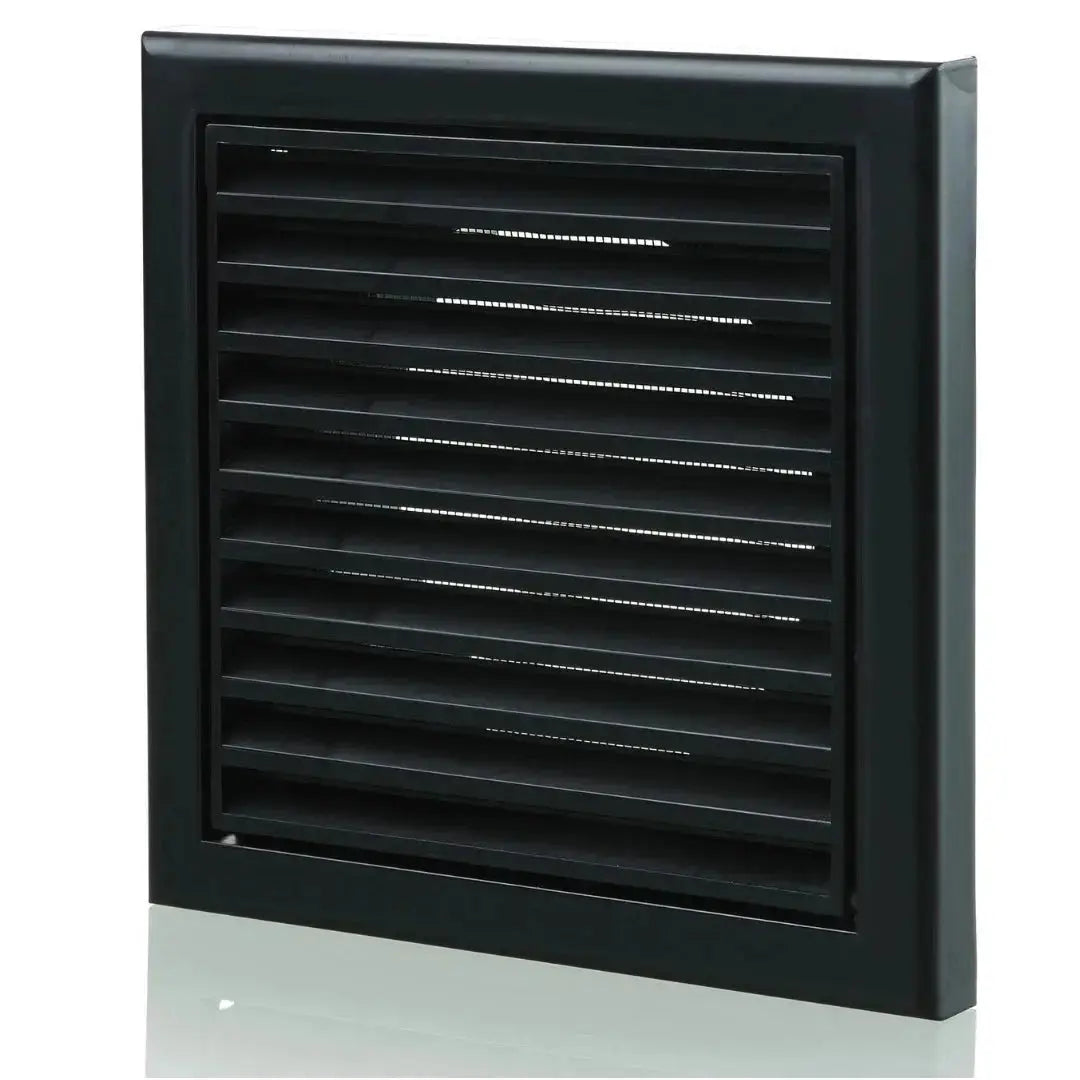 Black 4" Louvred Wall Vent Grille Cover Fixed Blade Air Vent Extractor Fan Duct