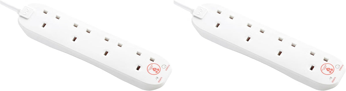 Masterplug SRG4210N Four-Socket Surge Extension Leads 2m 2 Pack