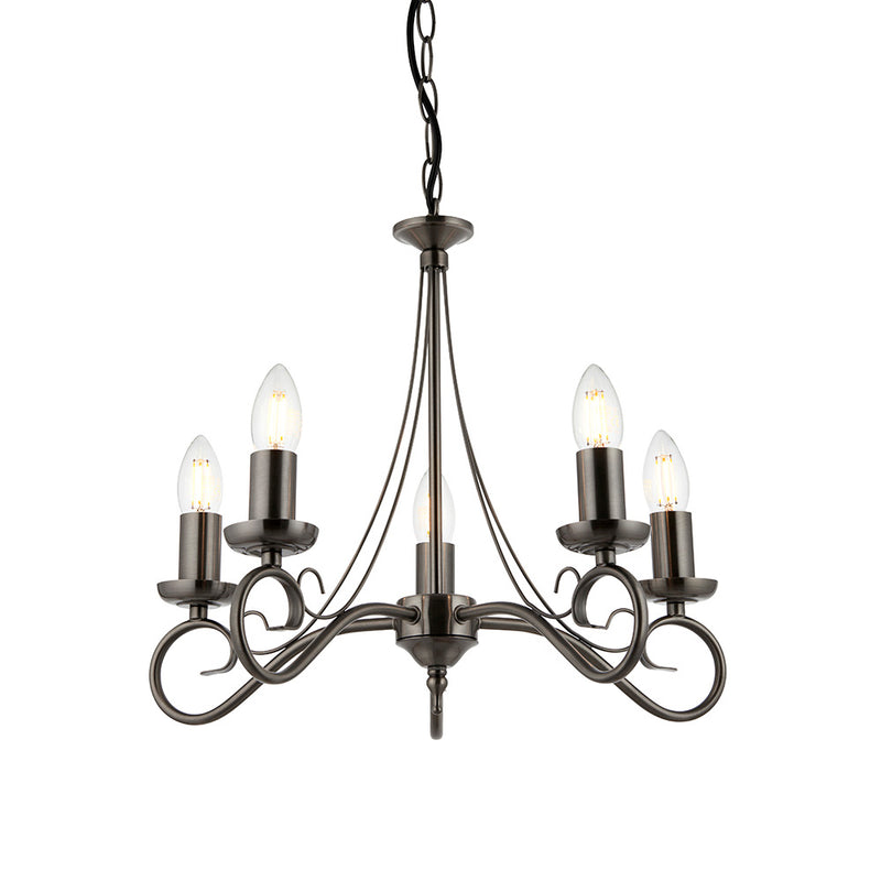 Trafford 5 Light Pendant Chandelier - Antique Silver