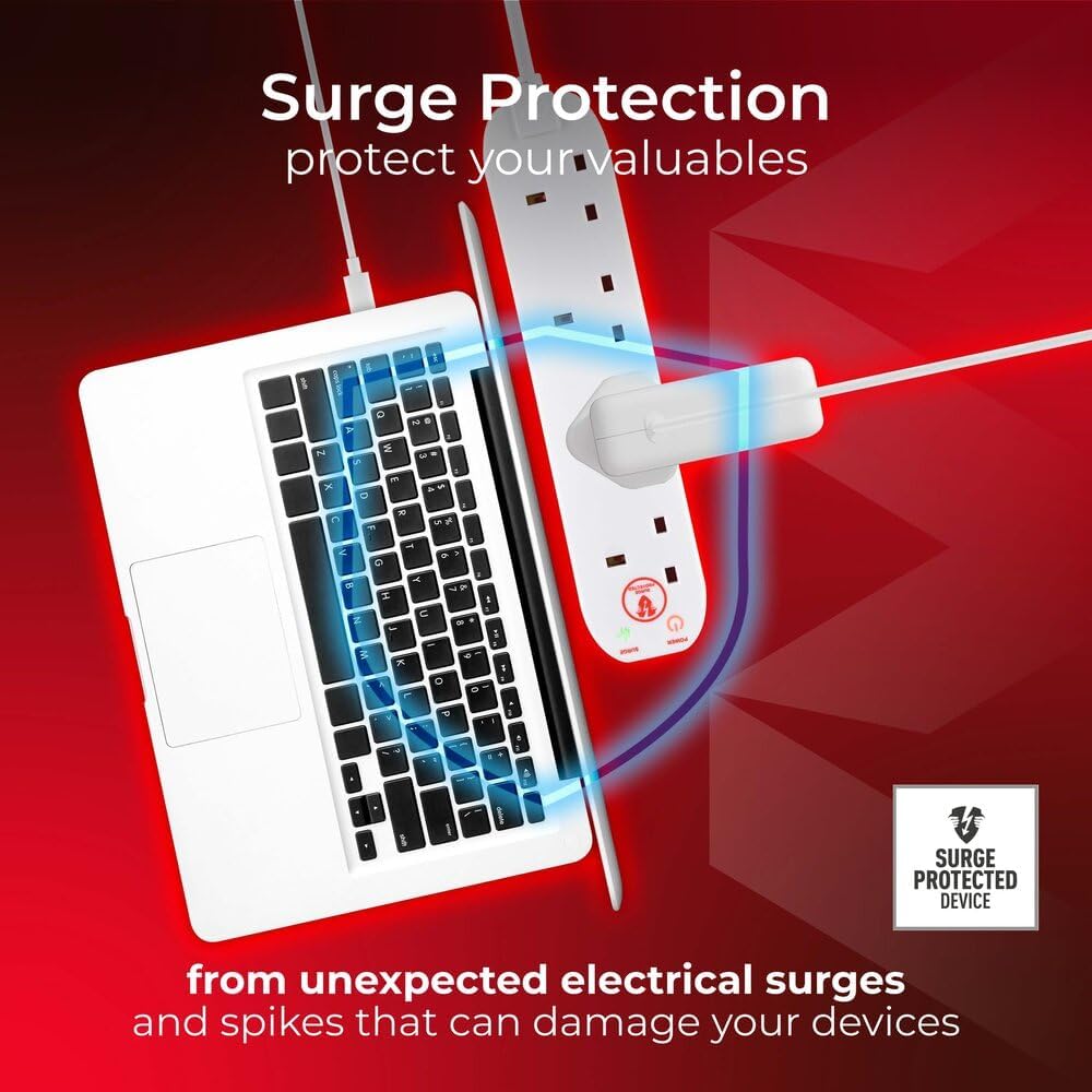 Masterplug SRG4210N Four-Socket Surge Extension Lead 2m White 13A