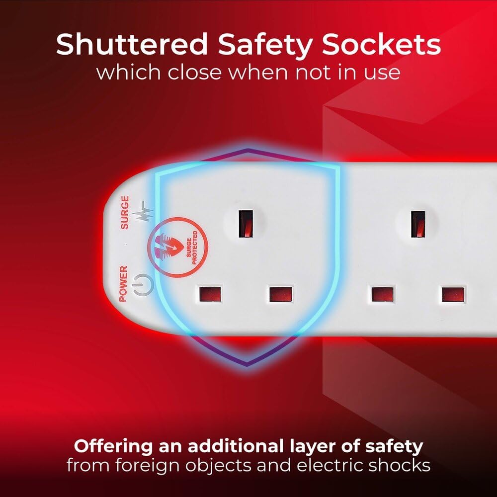 Masterplug SRG4210N Four-Socket Surge Extension Lead 2m White 13A