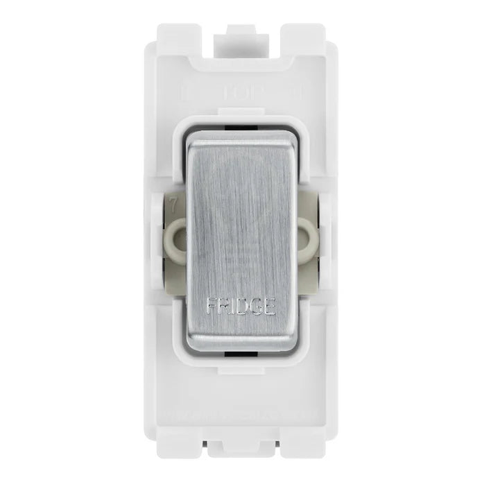 BG RRFDBS Brushed Steel 20 Amp Double Pole Appliance Grid Switch Labelled Fridge