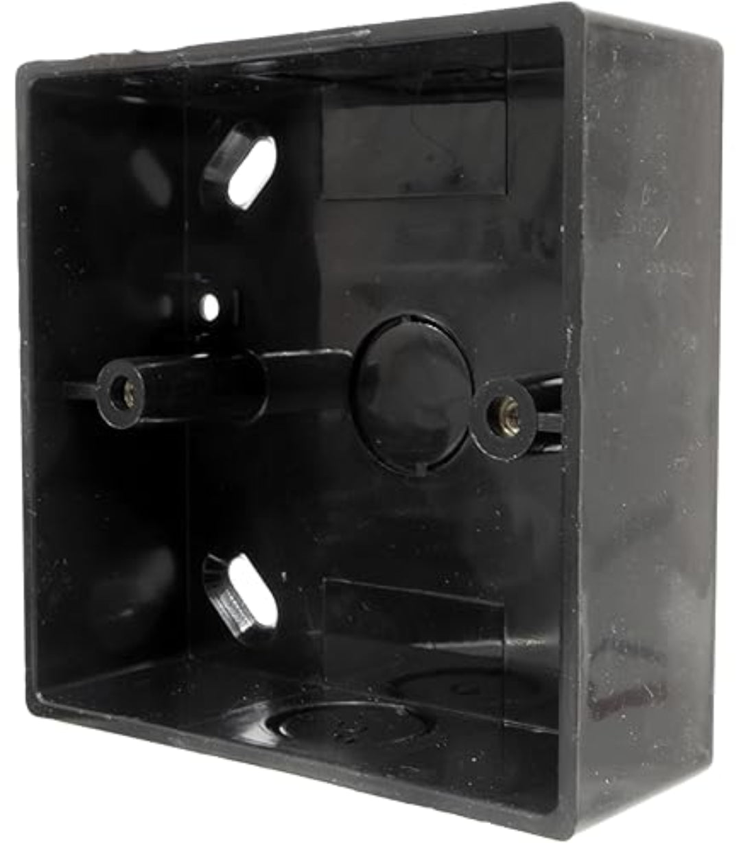 1 Gang Single Black Curved Edge Surface Pattress Back Box 32mm Deep