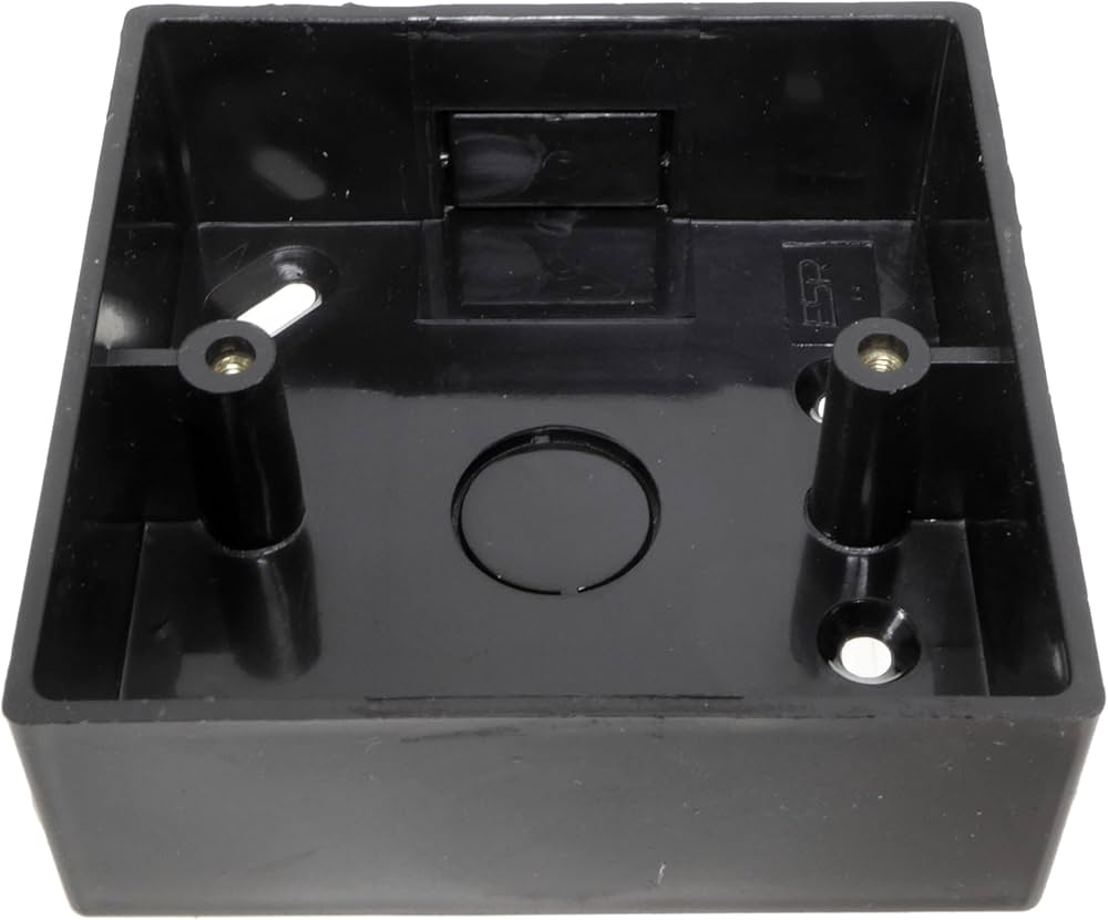 1 Gang Single Black Curved Edge Surface Pattress Back Box 32mm Deep