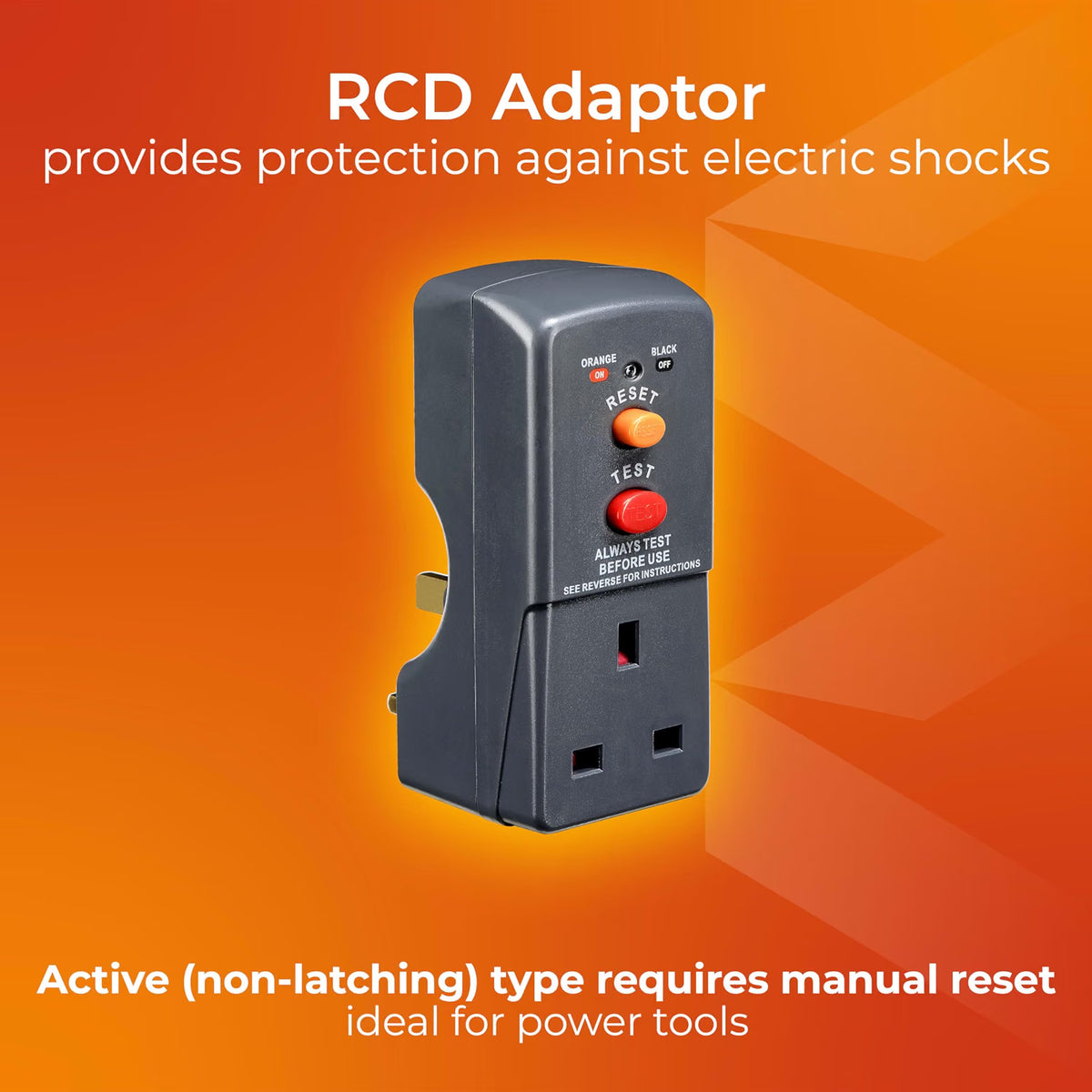 Masterplug ARCDKG Single-Socket RCD Safety Adaptor Black 13A