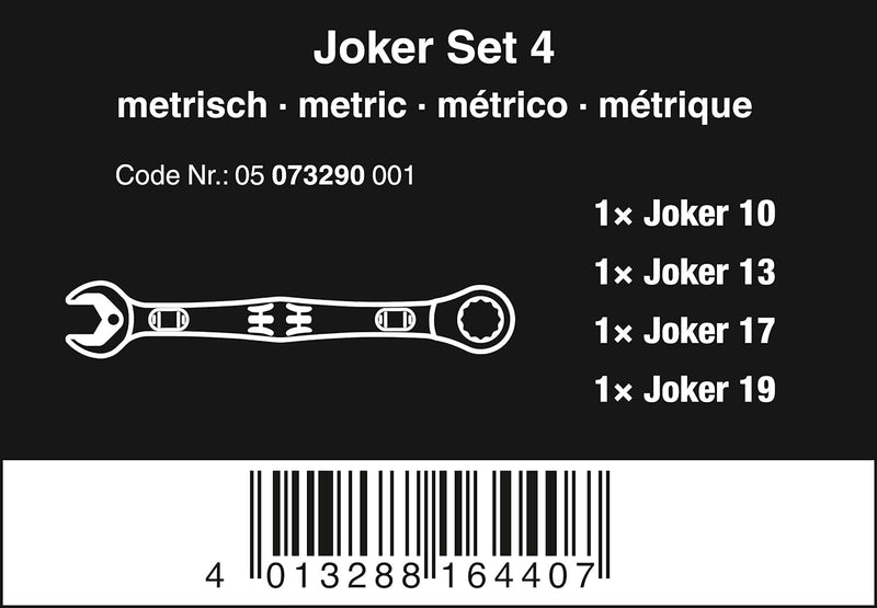 Wera Joker Combination Ratchet Spanner Set, Metric, 4pc, 05073290001