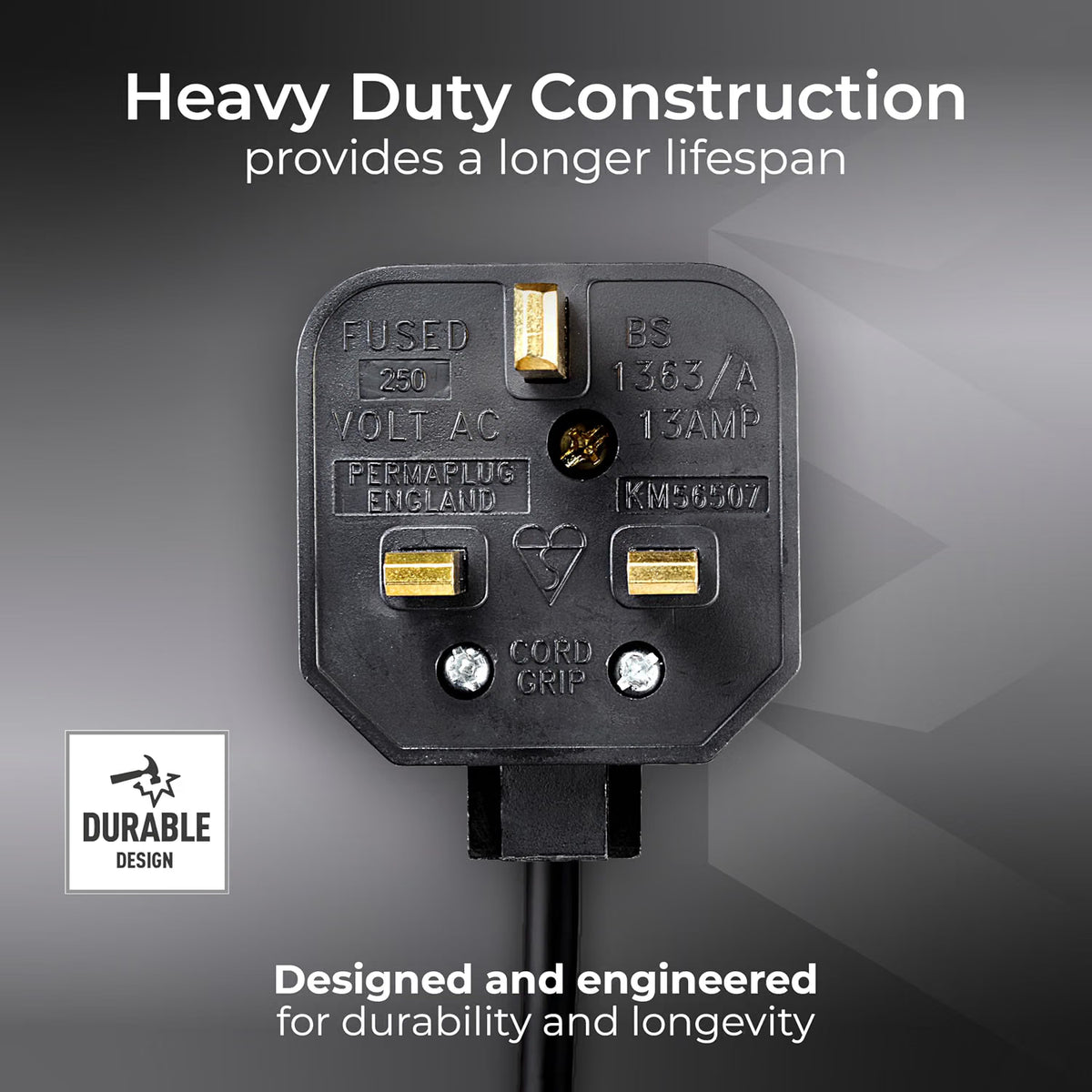 Masterplug HDPT13B-MP Heavy-Duty 13A Rewireable Plug Black