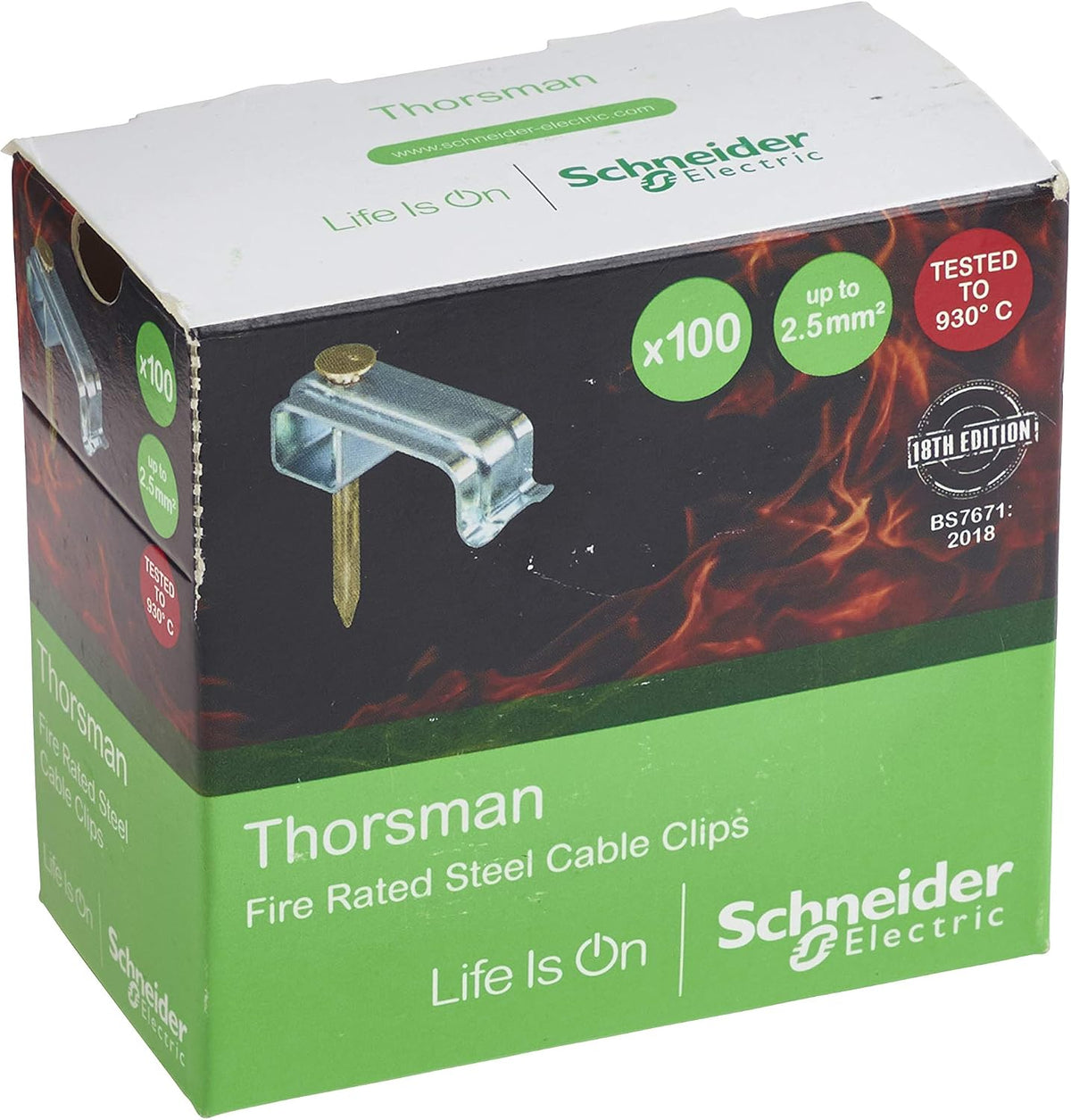 Schneider Thorsman ISM99955 Fire-Rated Steel Cable Clips 1.0–2.5mm², 5 x 100 Packs
