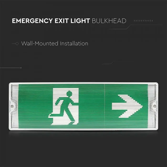 V-TAC 3W LED Emergency Bulkhead Light 6400K IP65 with Legend Kit V-TAC