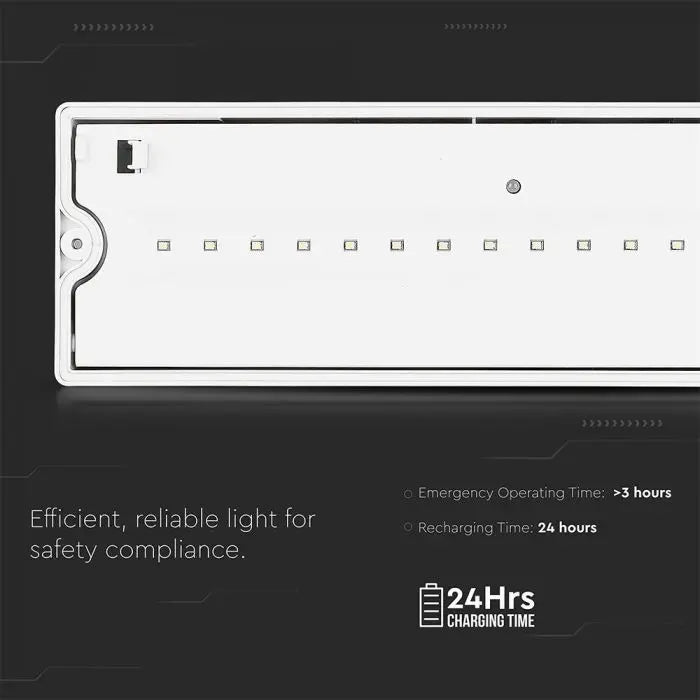 V-TAC 3W LED Emergency Bulkhead Light 6400K IP65 with Legend Kit V-TAC
