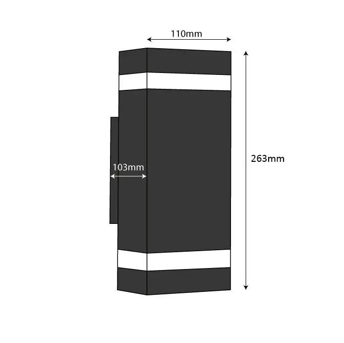 Auraglow CHILTON Outdoor Double Up & Down Wall Light - Black (Fitting Only) Auraglow