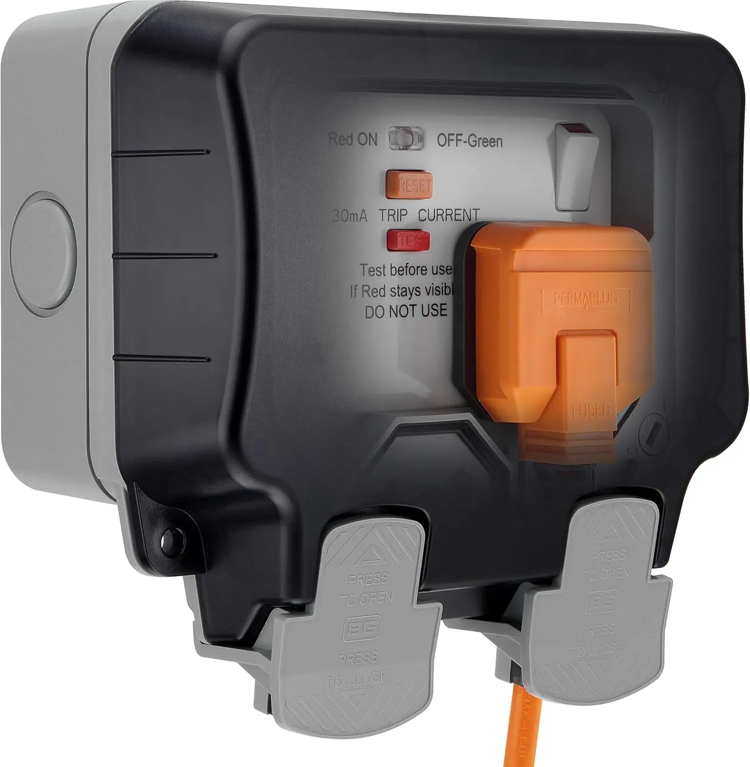BG Electrical WP22RCD-01 Double Weatherproof Outdoor Switched Socket with Latching RCD - IP66 13A
