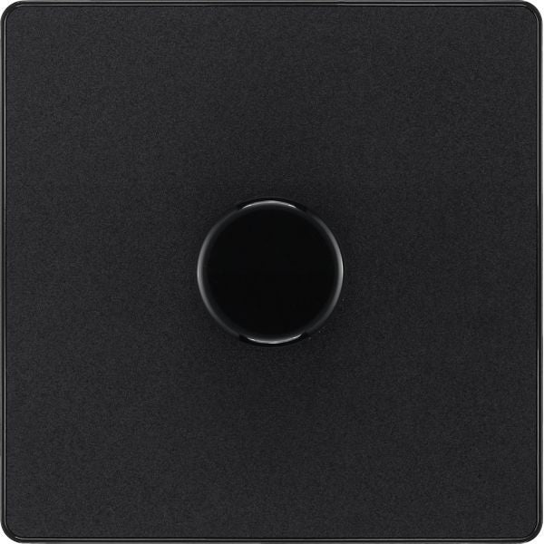 BG Evolve Matt Black Screwless Single Trailing Edge Dimmer Switch PCDMB81B