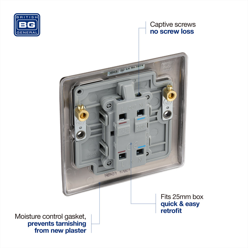 BG Nexus Metal 20A DP Switch with Neon in Black Nickel - NBN31-01