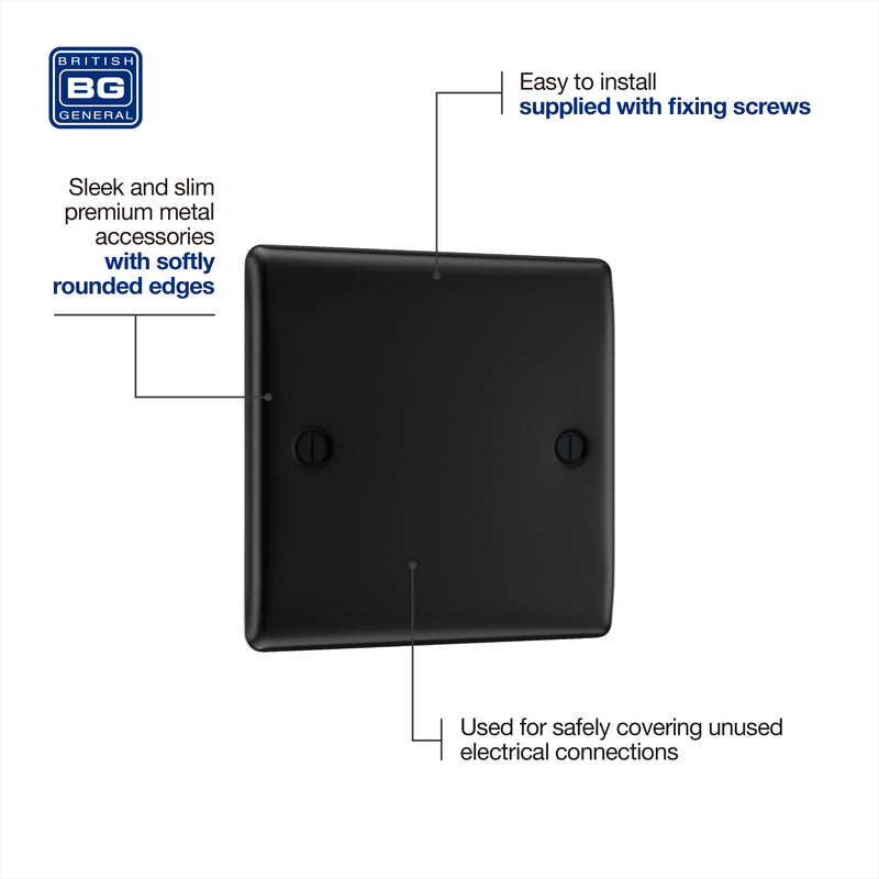 BG Nexus Metal Single Blanking Plate in Matt Black